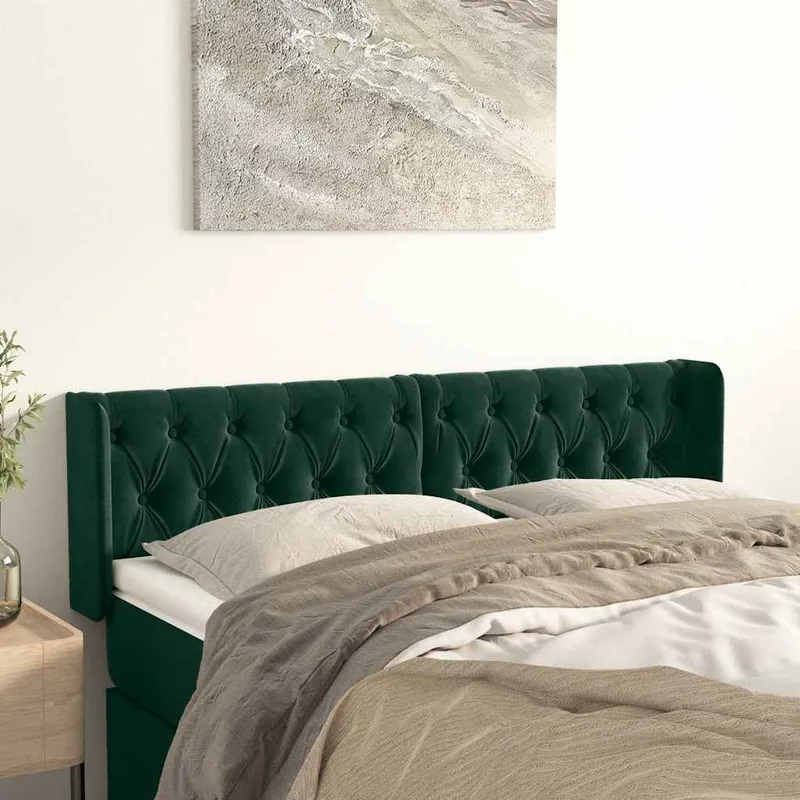 vidaXL Sänggavel med kanter mörkgrön 147x16x78/88 cm sammet (#0195)