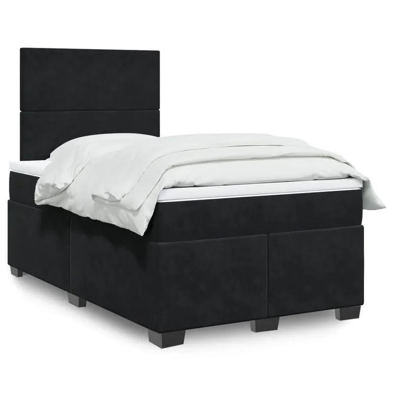 vidaXL Ramsäng med madrass svart 120×200 cm sammet (#0608)