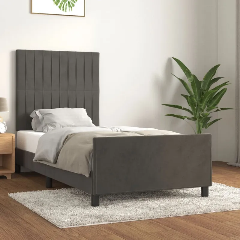 vidaXL Sängram utan madrass mörkgrå 80×200 cm sammet (#3346)