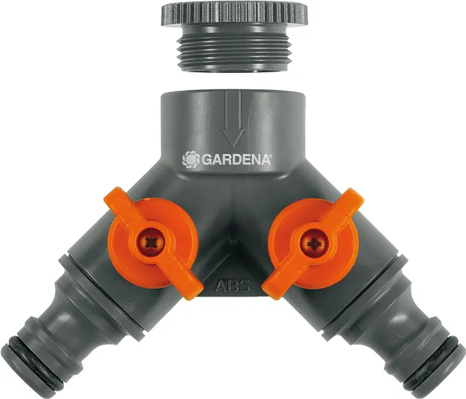 Gardena 2-vägskran med adapter 1/2"-3/4"