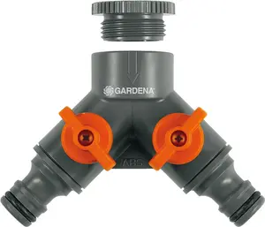 Gardena 2-vägskran med adapter 1/2"-3/4"