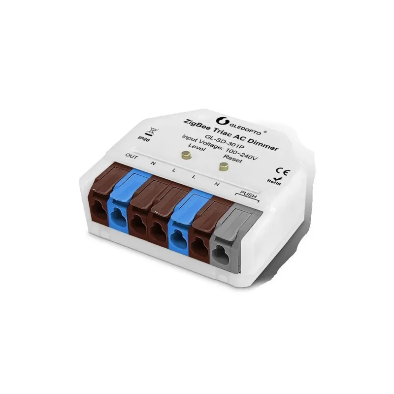 Gledopto Pro Zigbee inbyggningsdimmer - Hue kompatibel, push-dim, LED dimmer, 200W, 230V