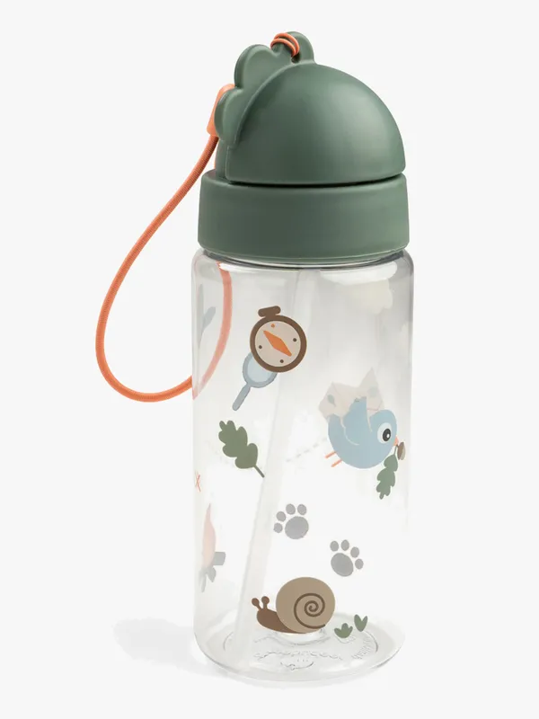 Done by Deer Vattenflaska m. Sugrör – 350 ml – Tiny Leder – Grön