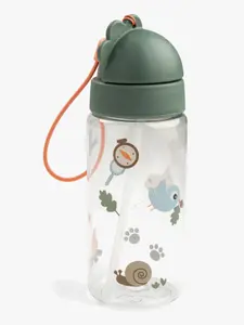 Done by Deer Vattenflaska m. Sugrör - 350 ml - Tiny Leder - Grön