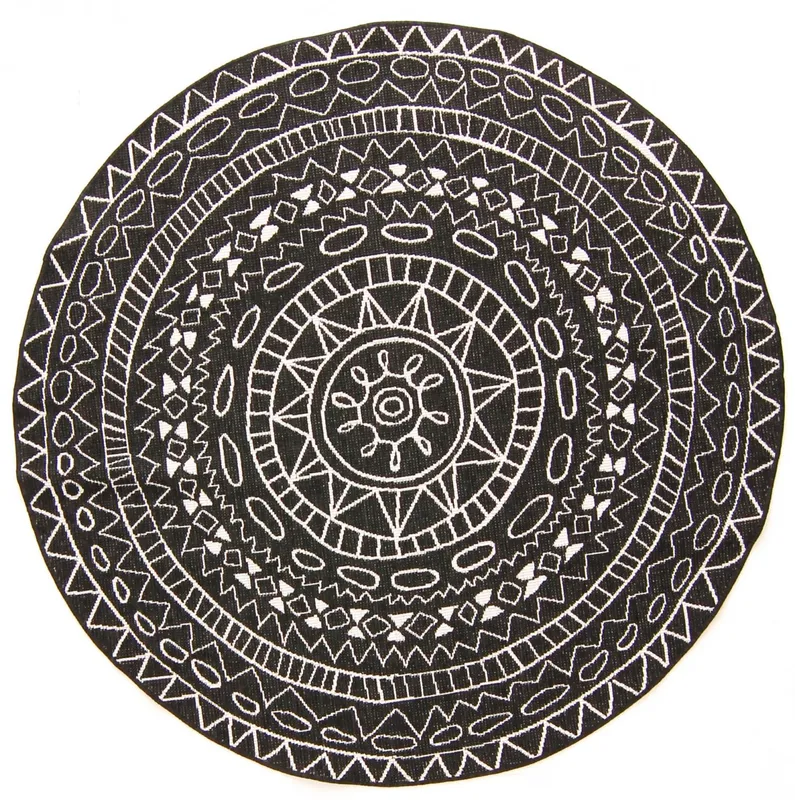 Rund matta - Brussels Diamond (svart) (Storlek: Ø 120 cm)