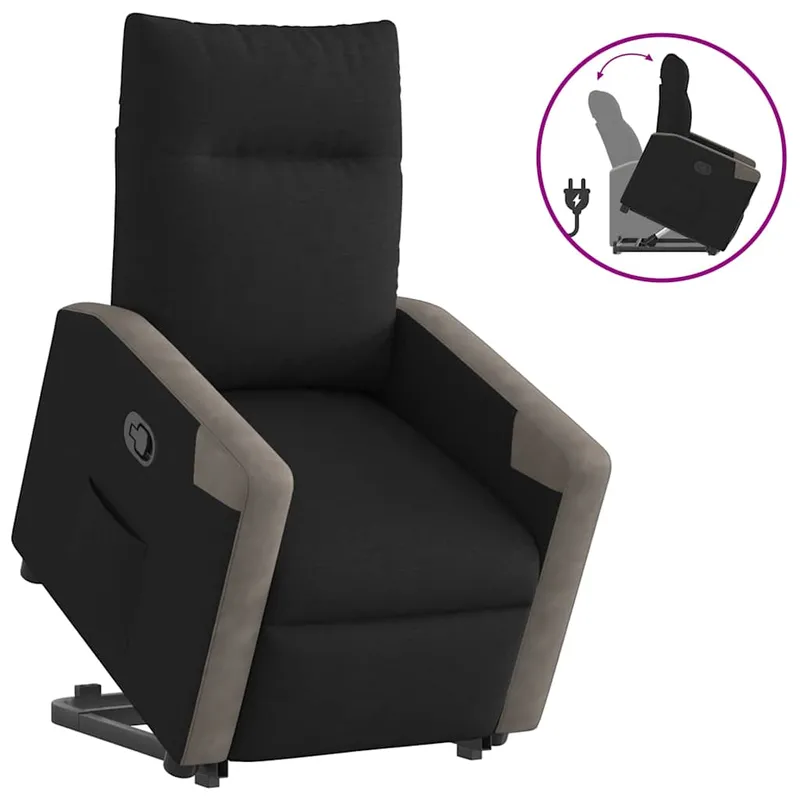 vidaXL Reclinerfåtölj med uppresningshjälp svart tyg (#4626)