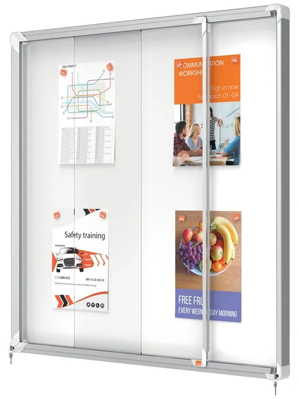 Nobo LockableNoticeboard SlidingDoor 12xA4Mag