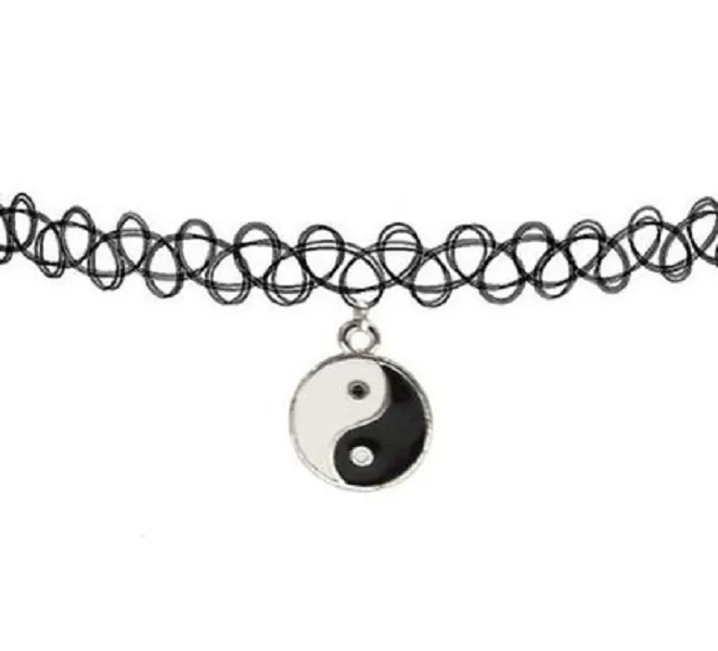 Choker – Yin Yang – Tattoo – 90-tal Spets halsband