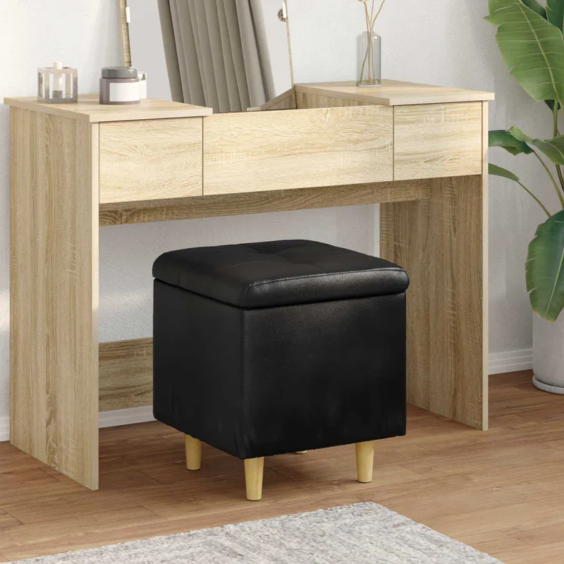 vidaXL Ottoman med förvaring Svart 40 x 40 x 45 cm Konstläder