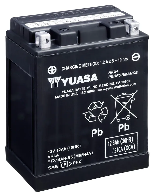 Yuasa 12V YTX14AH-BS MC-batteri 12Ah 134x 89 x 166 mm