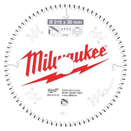 Milwaukee CSB MS Alu Sågklinga 216×2,4×30 mm, 80T