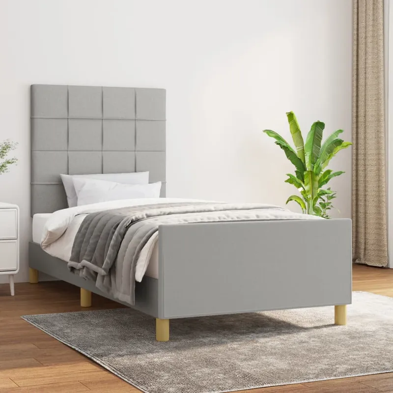 vidaXL Sängram utan madrass ljusgrå 90×200 cm tyg (#5297)