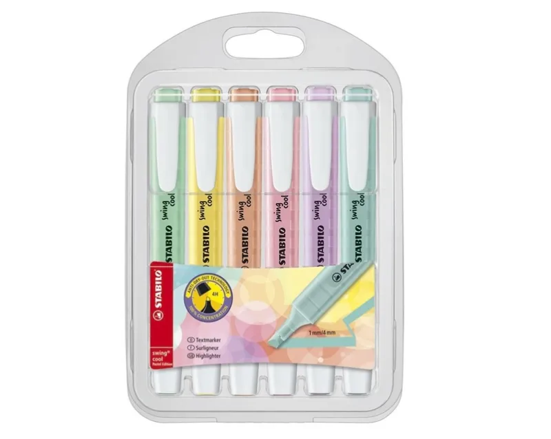 STABILO 102754806, 6 styck, Multifärg, Mejselspets, Multifärg
