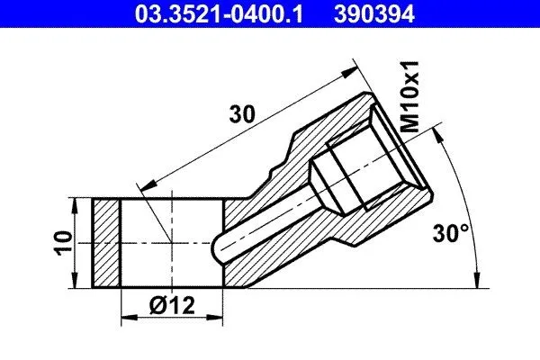 Anslutning, metallrör ATE 03.3521-0400.1
