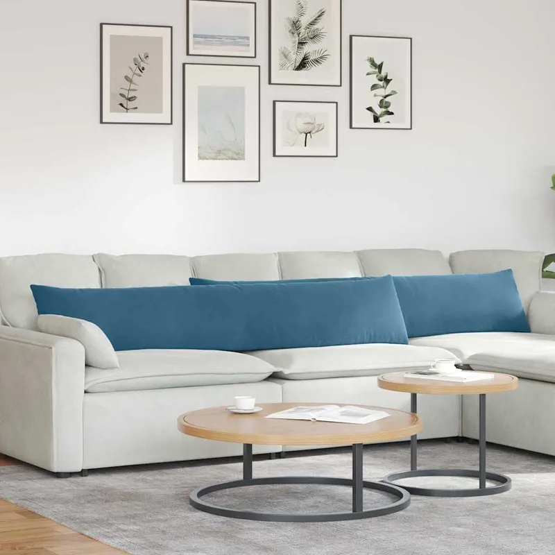 vidaXL Sofakuddar 2 st Blå 200 x 40 cm Kordread tyg