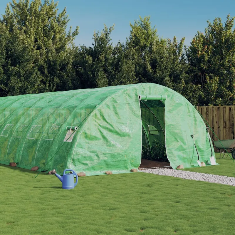 vidaXL Växthus med stålram grön 90 m² 18x5x2,3 m