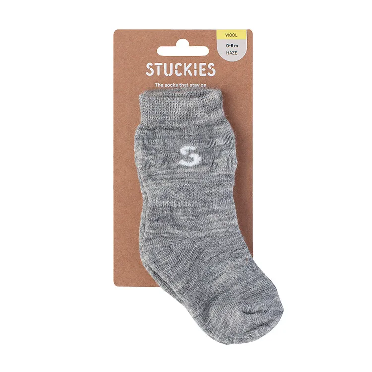 Smarta babysockor Stuckies Ull, 1-pack Grå 10-15