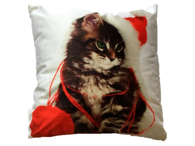 Jul katt dekorativt kuddskydd 43 x 43 cm