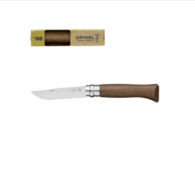 N°8 Classic rostfritt stål valnöt | Rostfri vikkniv - Opinel