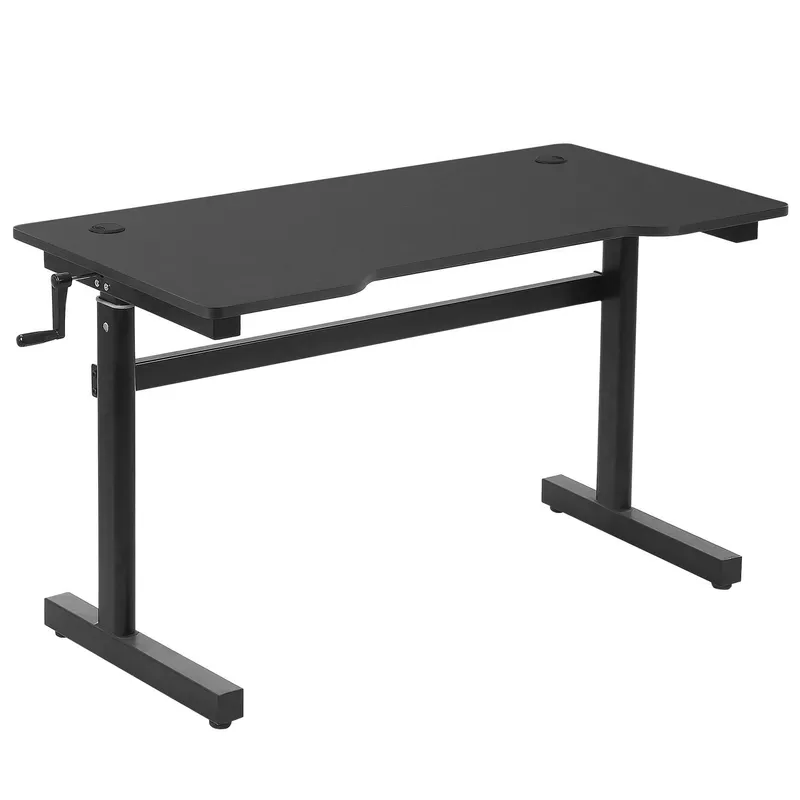 Höjdjusterbart Ståskrivbord med Handvev, Svart MDF