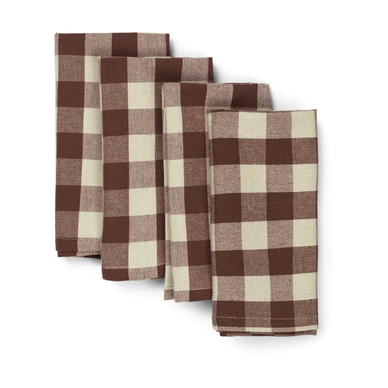 Ferm Living Bothy Check bomullsservett 40×40 cm 4-pack Cinnamon-grey green