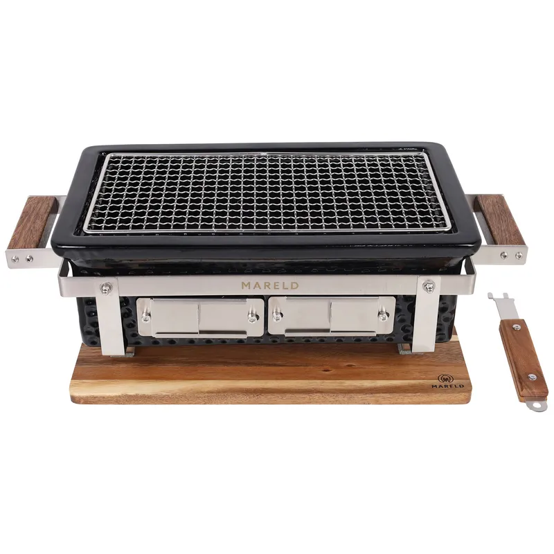 Mareld Premium hibachigrill, svart/valnöt