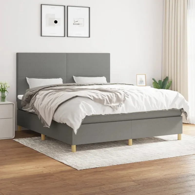 vidaXL Ramsäng med madrass mörkgrå 180×200 cm tyg (#8586)