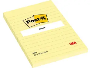Post-it Large Notes Canary Yellow, gul, linjerede, 101 mm x 152 mm