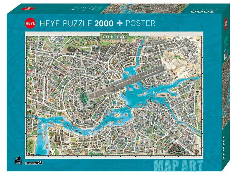 Pussel – Map Art, Popstaden 2000 Bitar