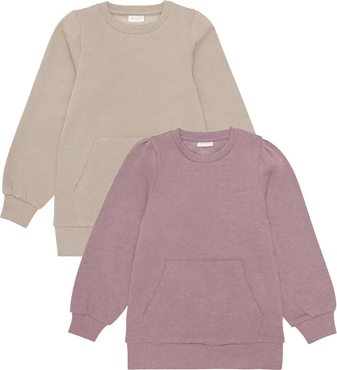 Minymo Sweatshirt - 2-pack - Elderberry/Regnig dag (#1259)