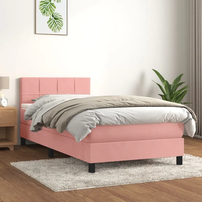 vidaXL Ramsäng med madrass rosa 100×200 cm sammet (#9569)