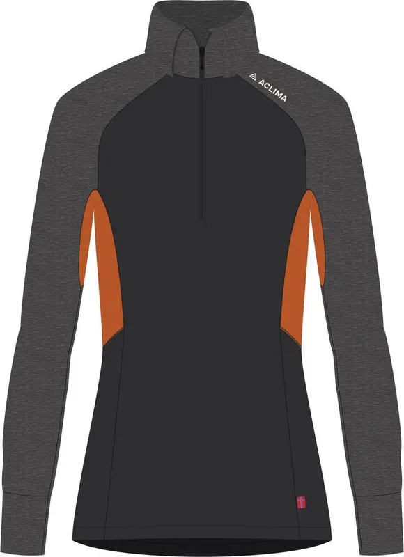 Aclima Women’s WarmWool Polo Jet Black/Marengo/Gold Flame