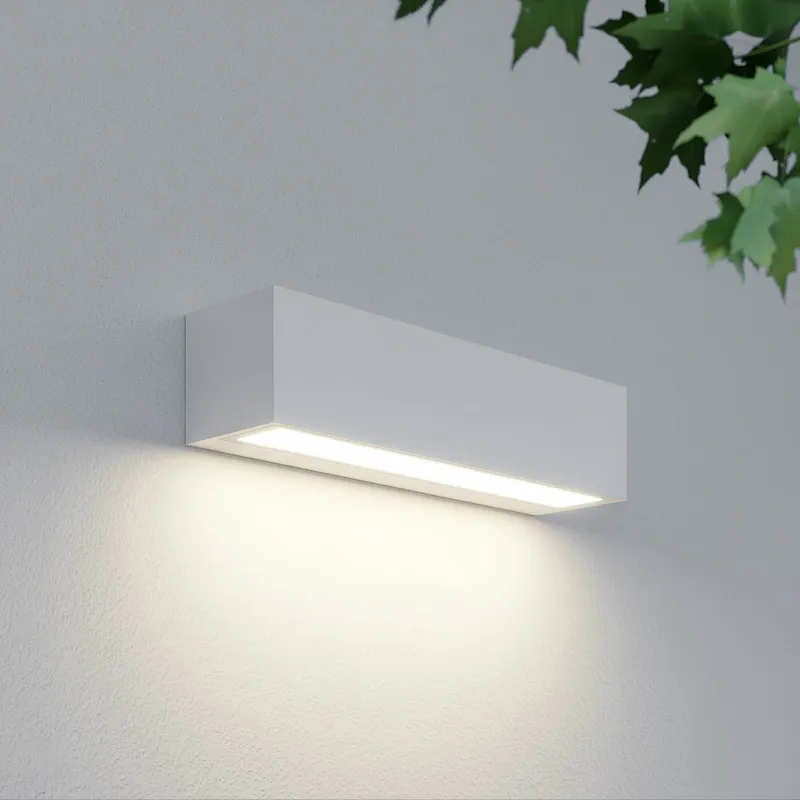 Lengo LED-utomhusvägglampa, 25 cm, vit, nedåtriktad, 3000 K - Lucande - Modern - Aluminium - Vinklad