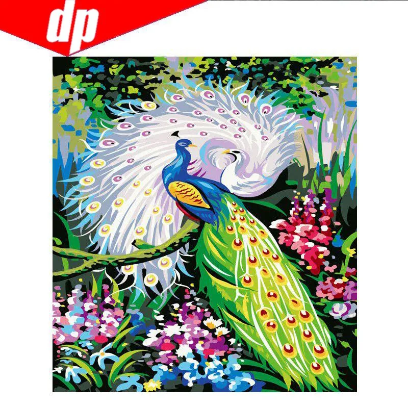 Full Diamond Broderi Animal Peacock 5D Diamond Målning Korsstygn 20X30