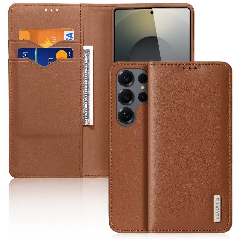 Dux Ducis Plånboksfodral för Samsung Galaxy S26 Ultra Äkta läder RFID – Brun