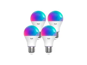 Yeelight - LED-glödlampa - E27 - 9 W - RGB-lampa - 2700-6500 K (paket om 4)