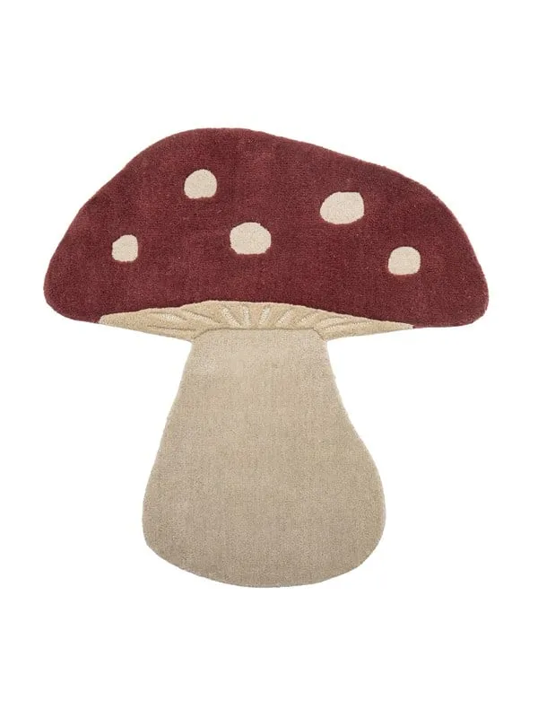 Bloomingville Mini Matta - Ull - 90×85 cm - Svamp - Röd