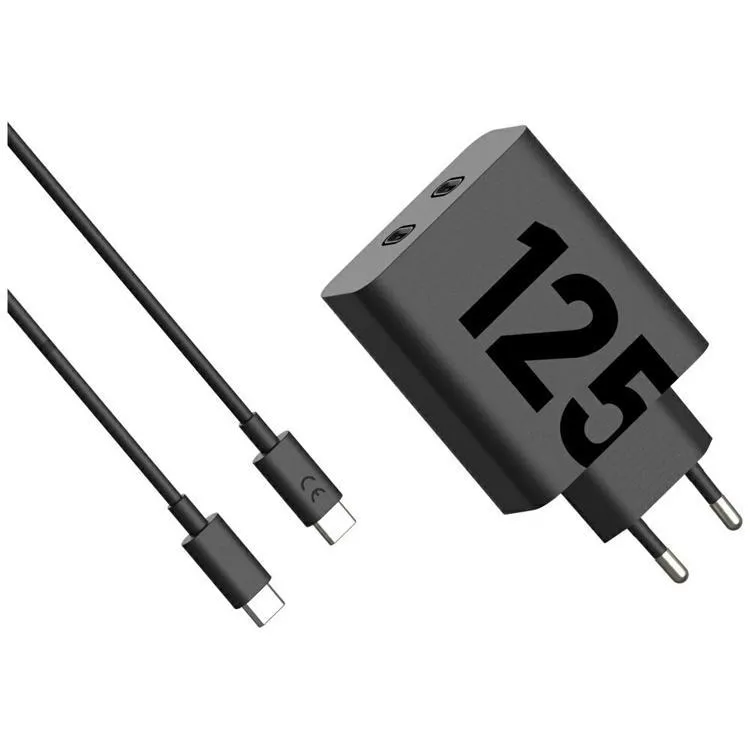 Motorola Snabbladdare 125W 2xUSB-C med 1m Kabel TurboPower - Svart
