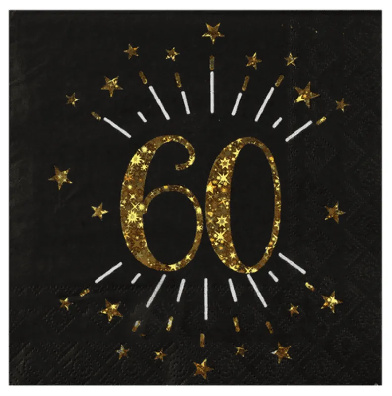 Servetter Svart & Guld 60 år, 10-pack