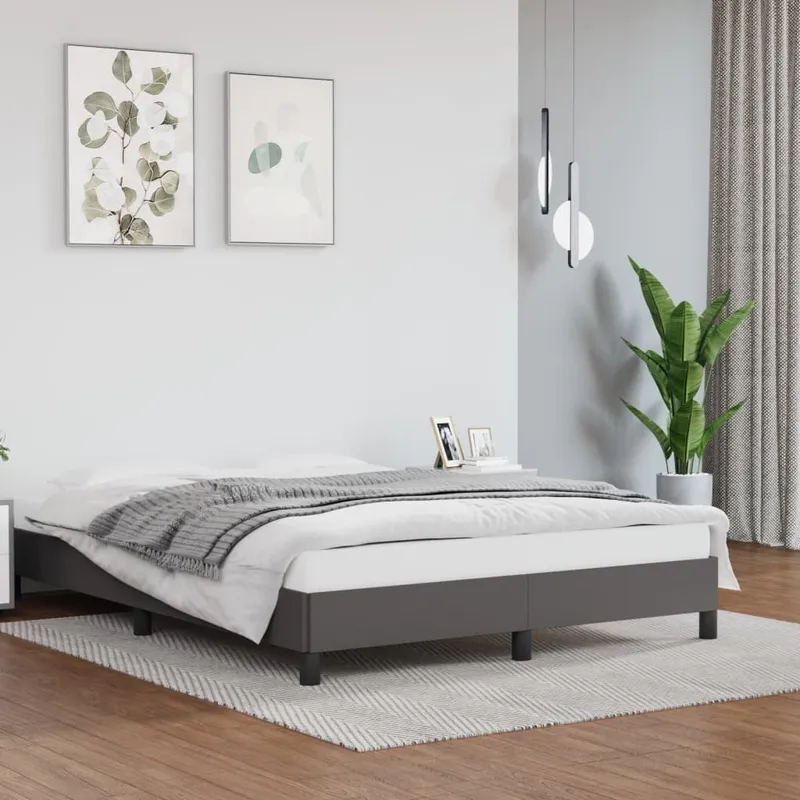 vidaXL Sängram grå 140×200 cm konstläder