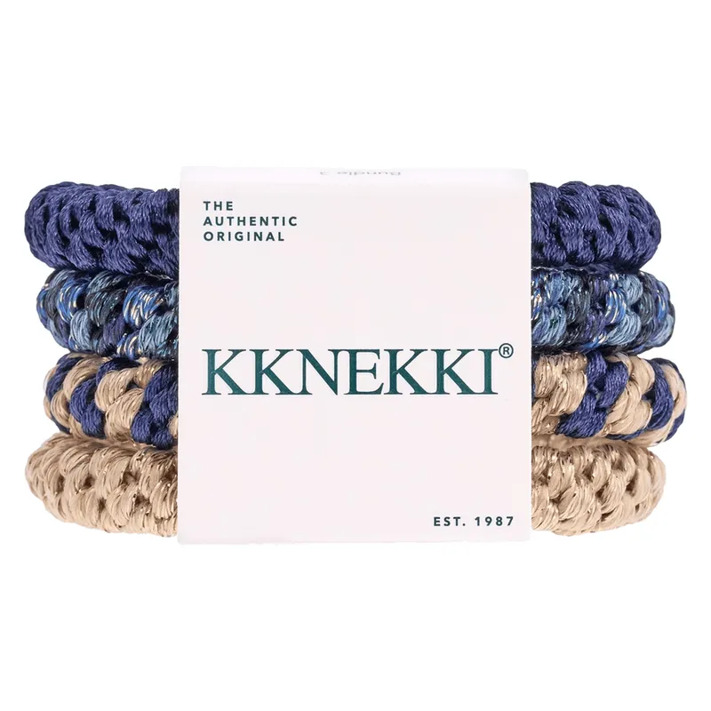 Kknekki Hårsnoddar – 4-pack – Blå/Beige
