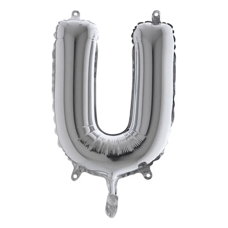 Bokstavsballong Mini Silver – Bokstav U