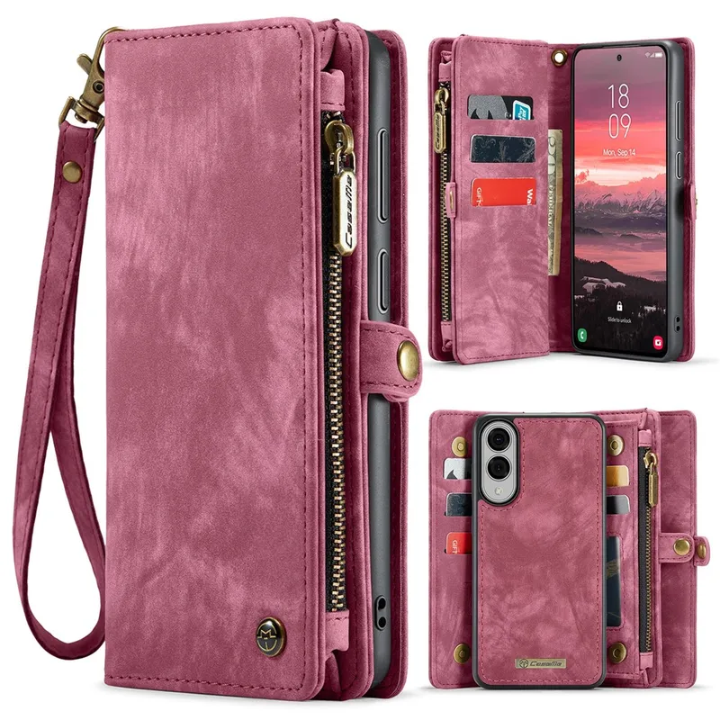 CASEME Galaxy S25 FE Plånboksfodral PU-läder – Röd