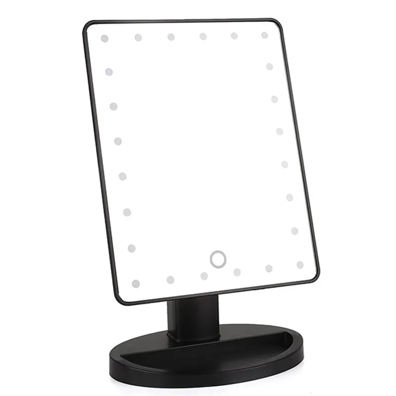 Roterbar sminkspegel med LED - Svart