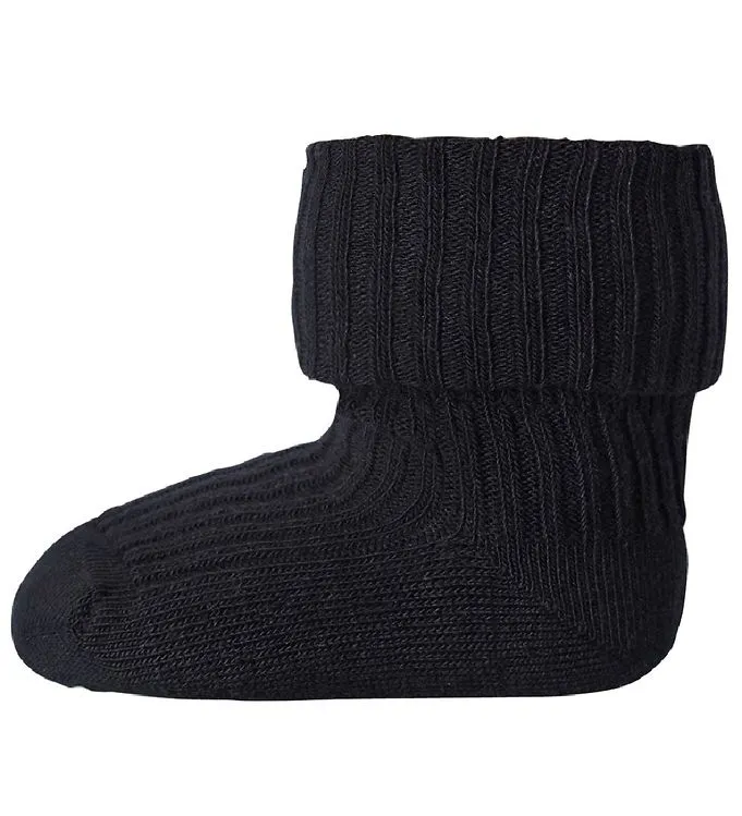 Ribbade Baby Bomullsstrumpor Black 19/21