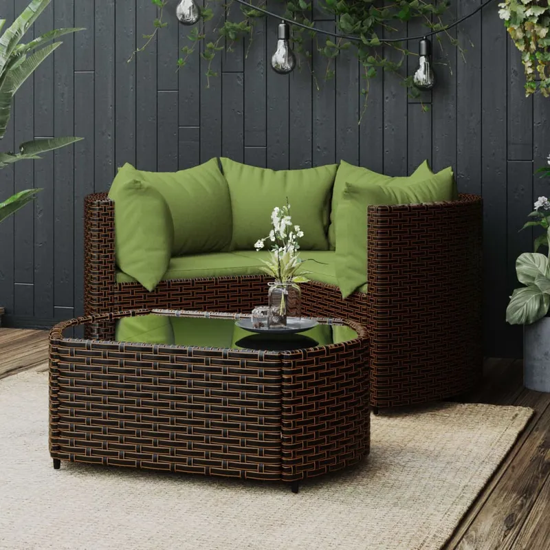 vidaXL Loungegrupp för trädgården med dynor 4 delar konstrotting brun (#3406)