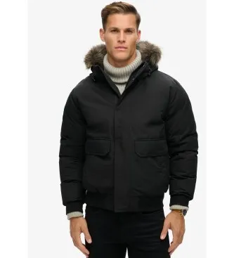 Superdry för män. M5011930A Bomberjacka i fuskpäls Everest svart (3XL), Casual, Återvunnen polyester, Hållbar