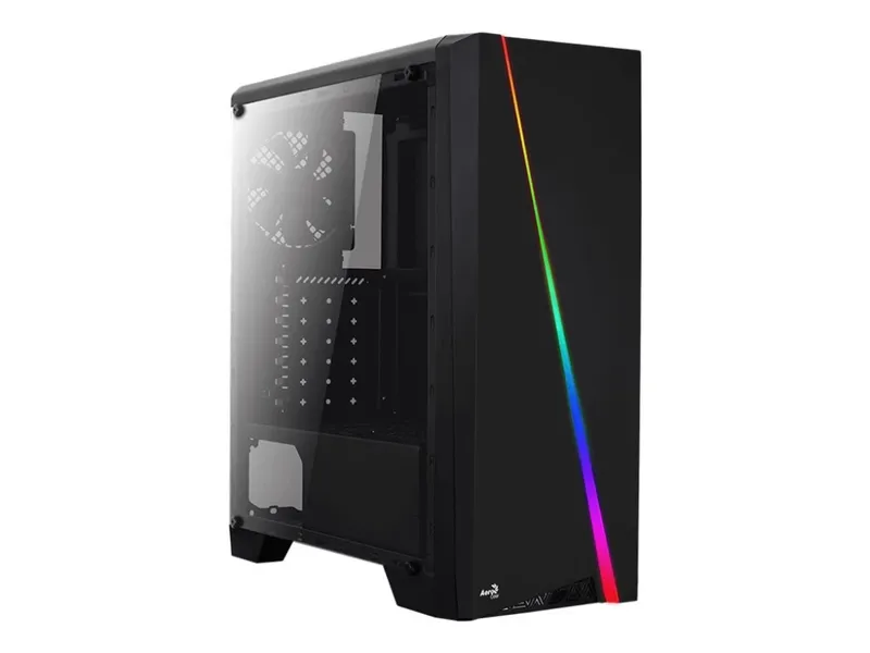 AeroCool Cylon – Tower – ATX – genomskinlig sidopanel – ingen strömförsörjning – svart – USB/ljud