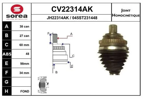 Ledsats, drivaxel EAI CV22314AK