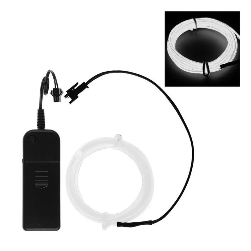El Wire Batteridriven LED Slinga - Vit